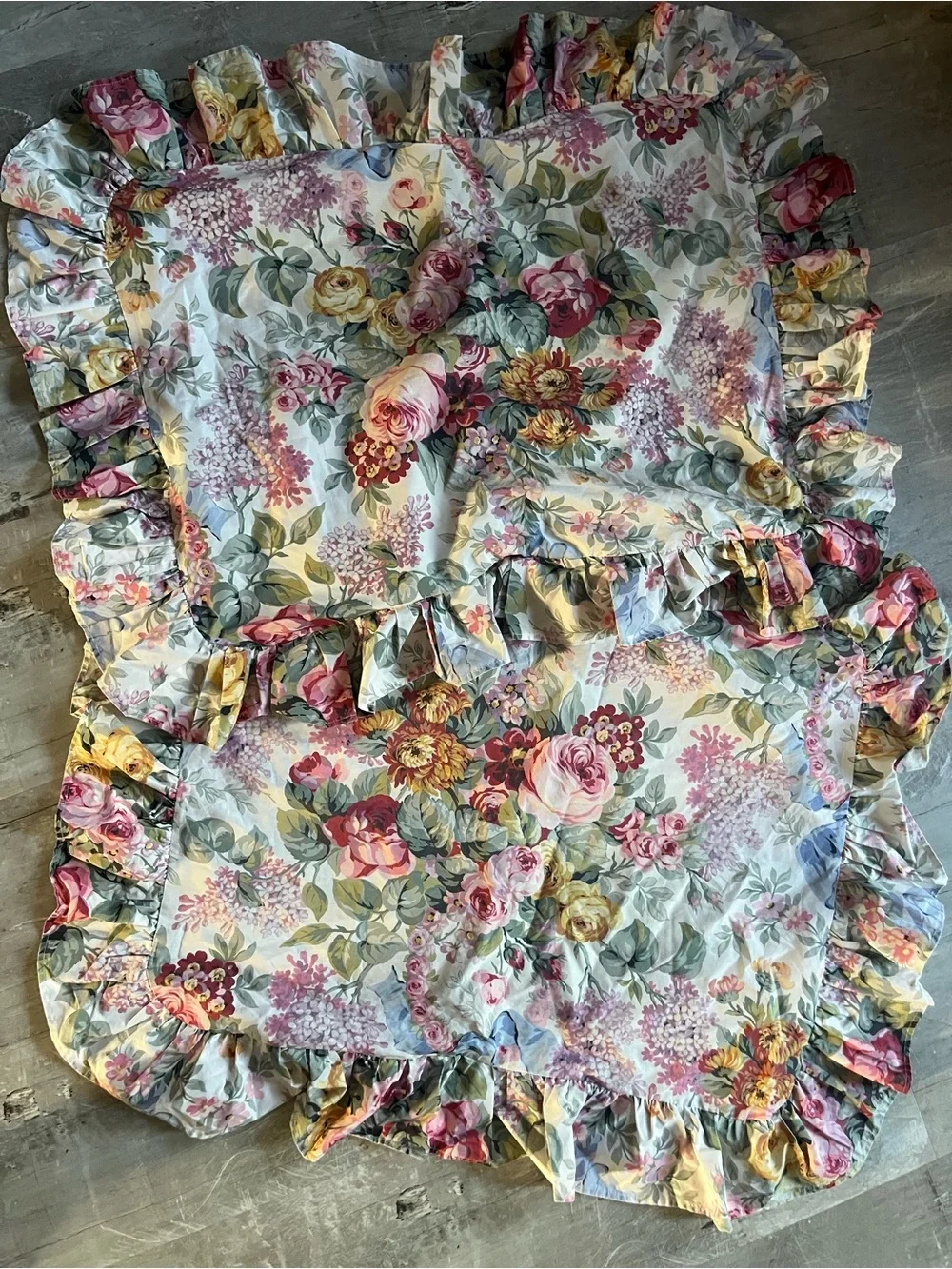 Vintage Ralph Lauren Floral Ruffled Pillow Shams includes 2 Allison shams